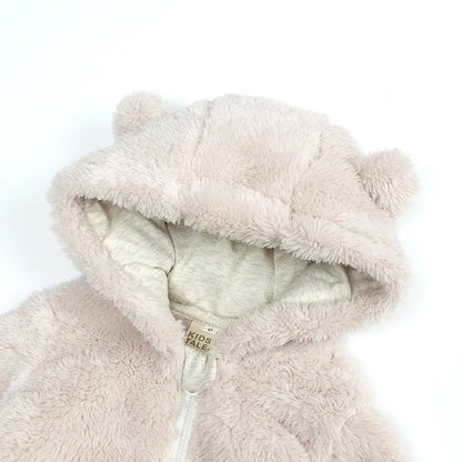 Baby Bear Fleece Winter Romper With Hood